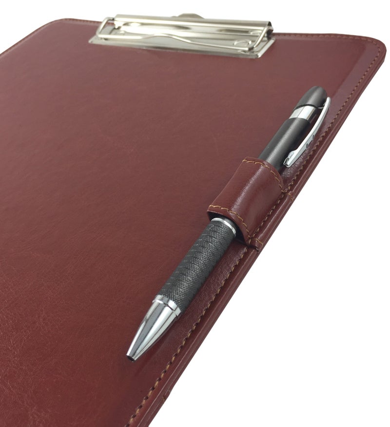 Trade Quest Clipboard Faux Leather Single (Chestnut Brown) - Image 3